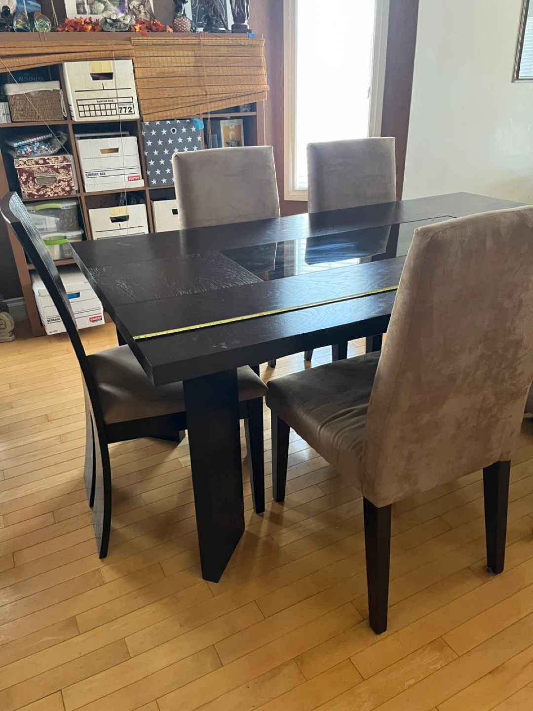 Dark Wood Dining Table with 6 Chairs