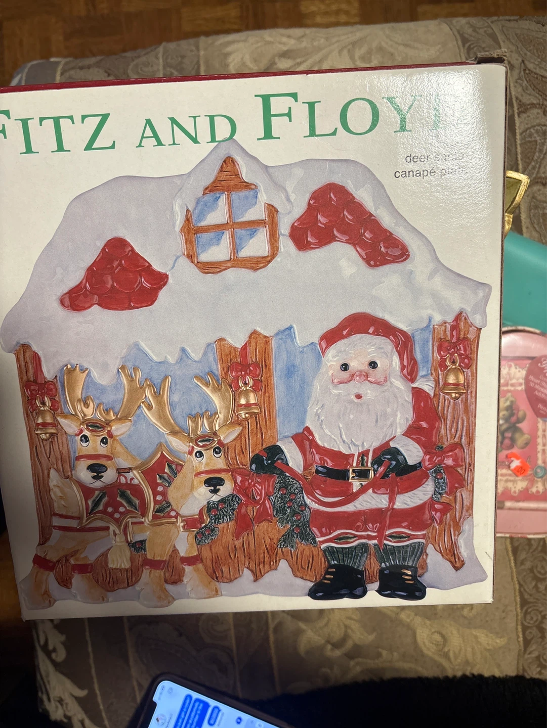 Fitz and Floyd Deer Santa Canapé Plate