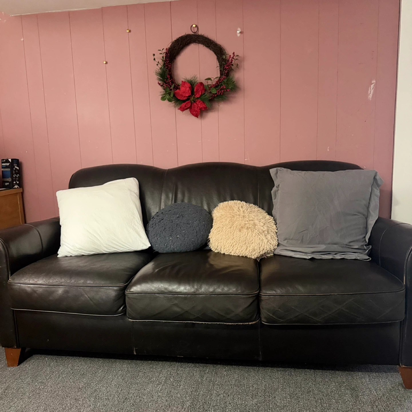 Dark Brown genuine Leather Sofa - photo 2