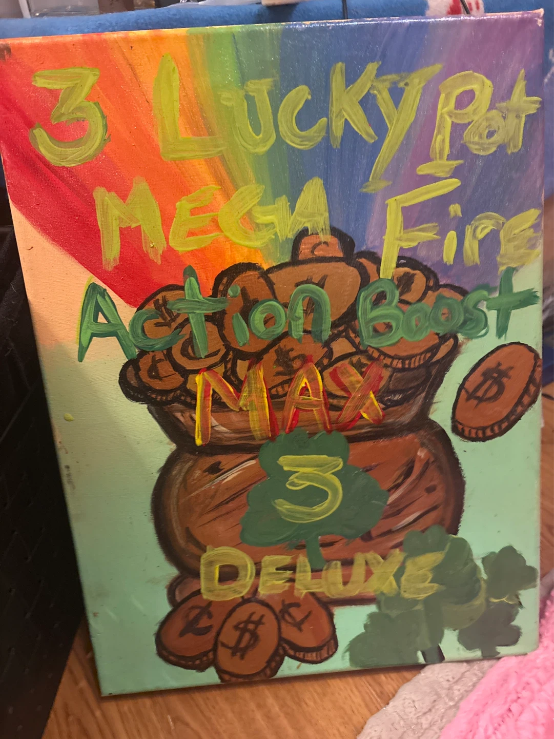 3 Lucky Pot Mega Fire Action Boost MAX Deluxe Canvas Art