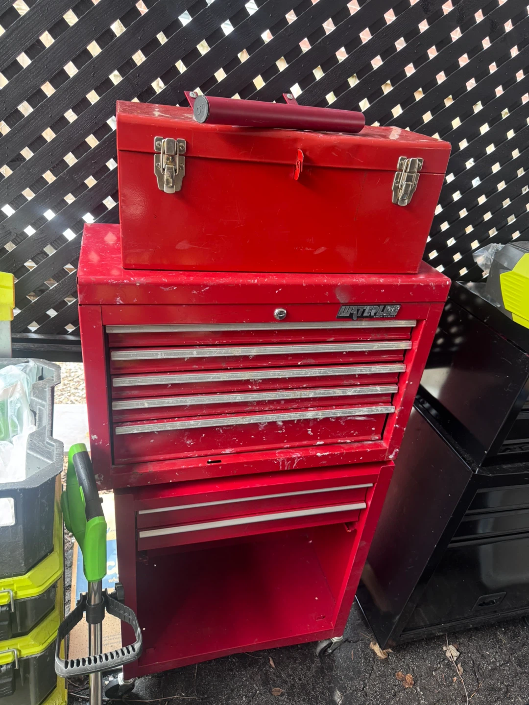 Waterloo Red Metal Toolbox and Rolling Cabinet
