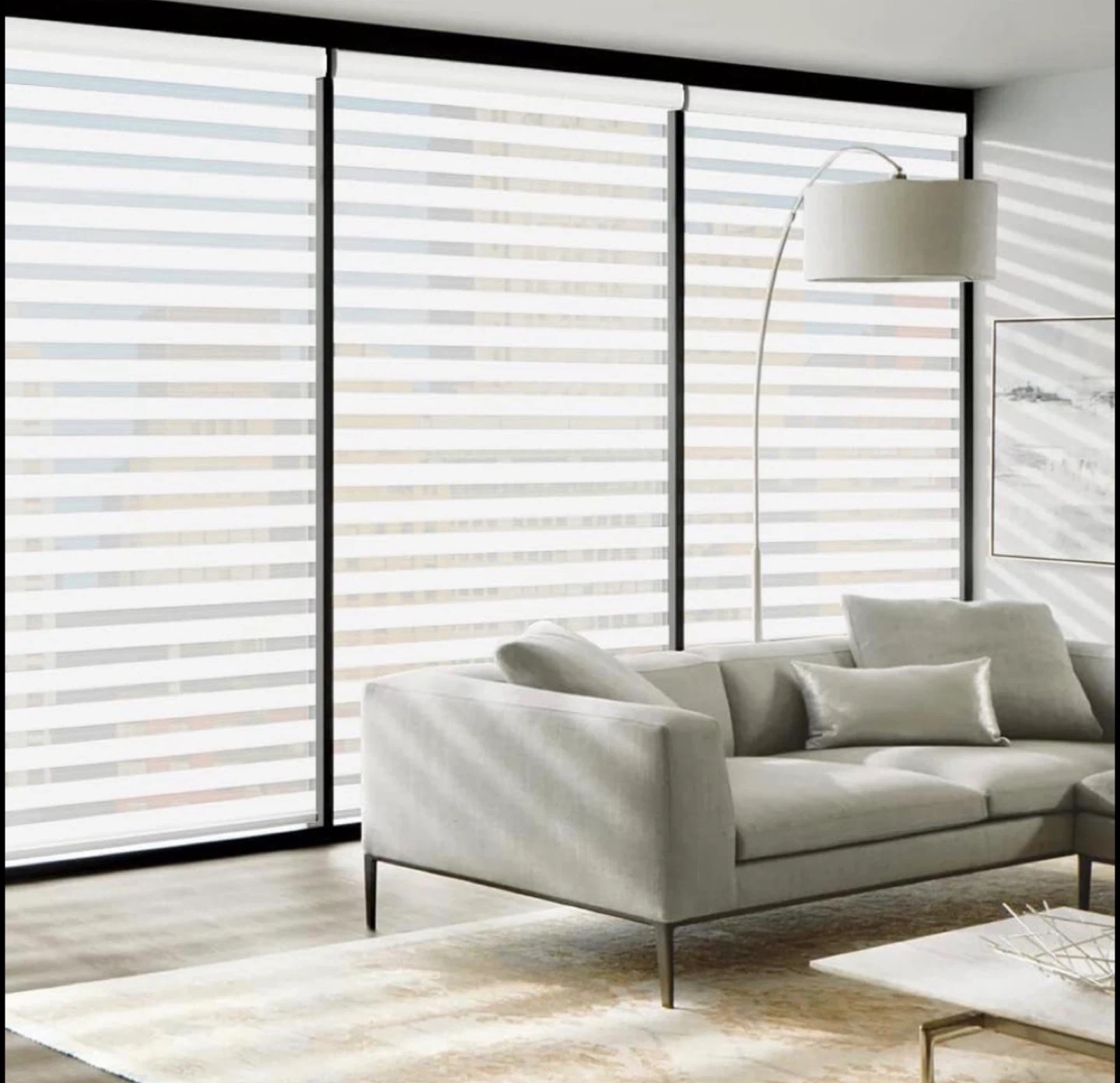 NEW 3X White Cordless Zebra Blinds, 72”W x 72”H