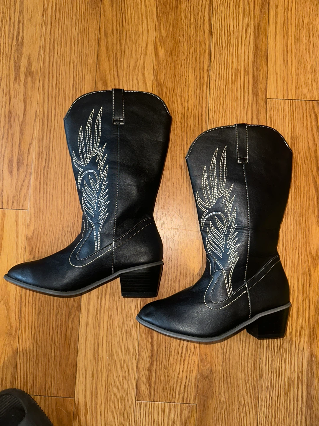 Black Embroidered Cowboy Boots