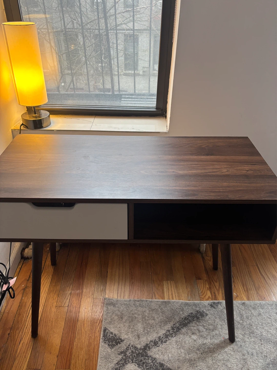 Modern Desk with Drawer (Pine Wood and Steel) - photo 3