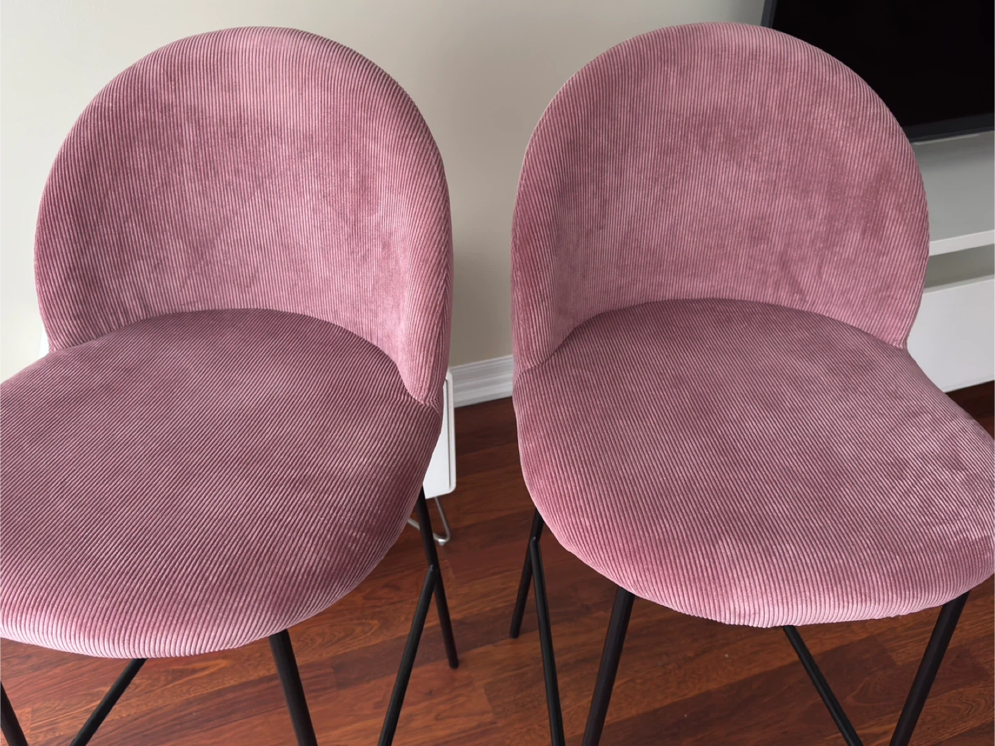Moving Sale!!  Pink Corduroy Bar Stools -2 - photo 3