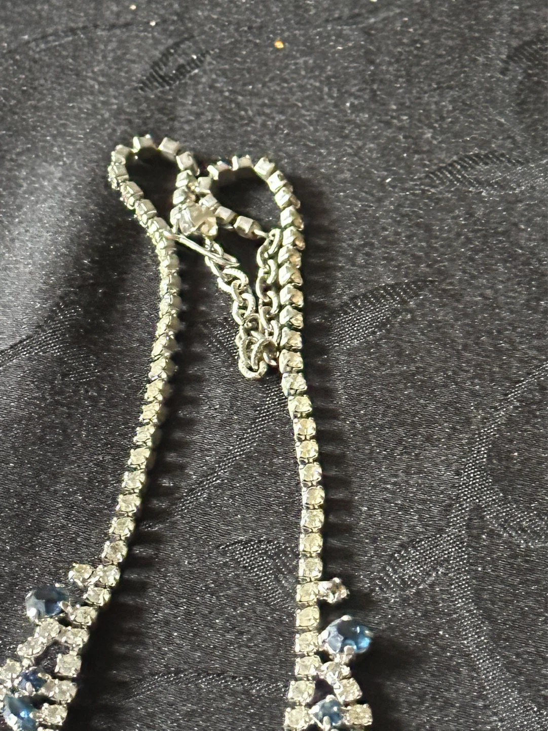 1930s Blue Sapphire and Clear Rhinestone Necklace - photo 5