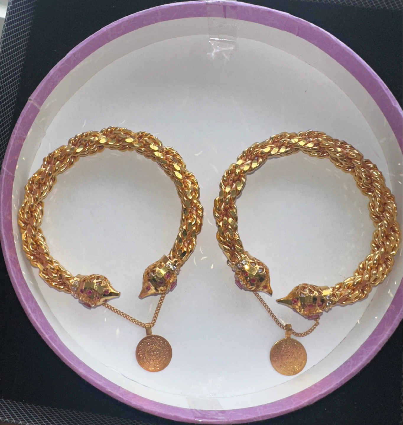 Gold Plated Pakistani Bangles Kara Set - photo 3