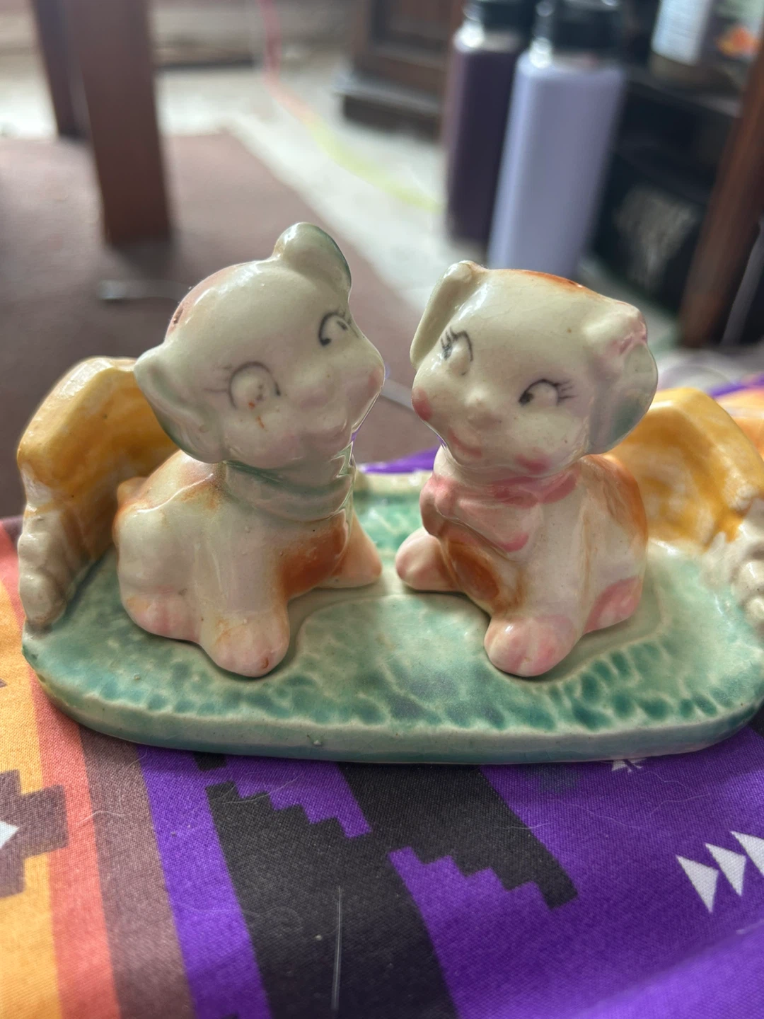 Vintage Hand Painted Dog Salt & Pepper Shakers