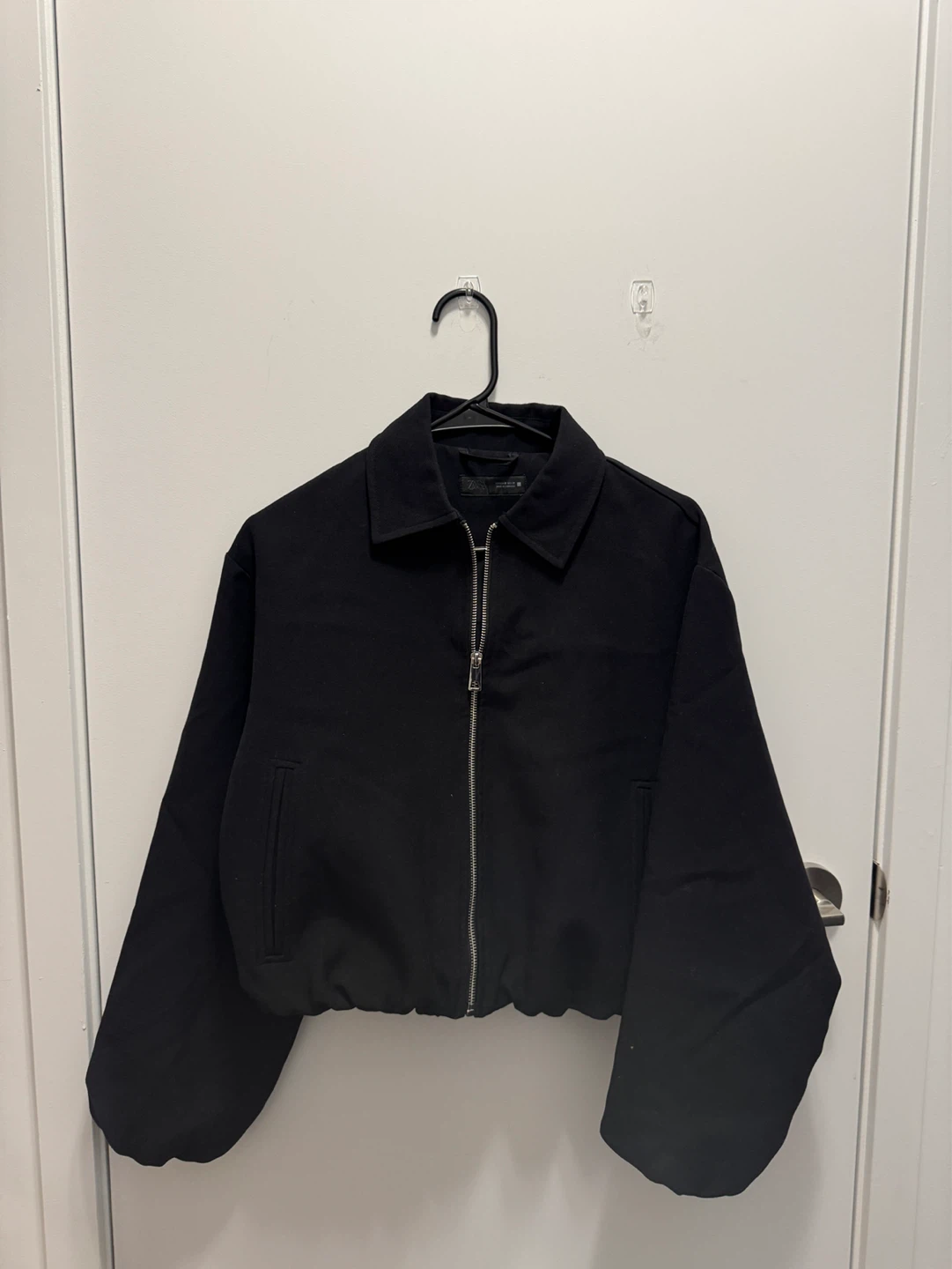 Black cropped bomber jacket