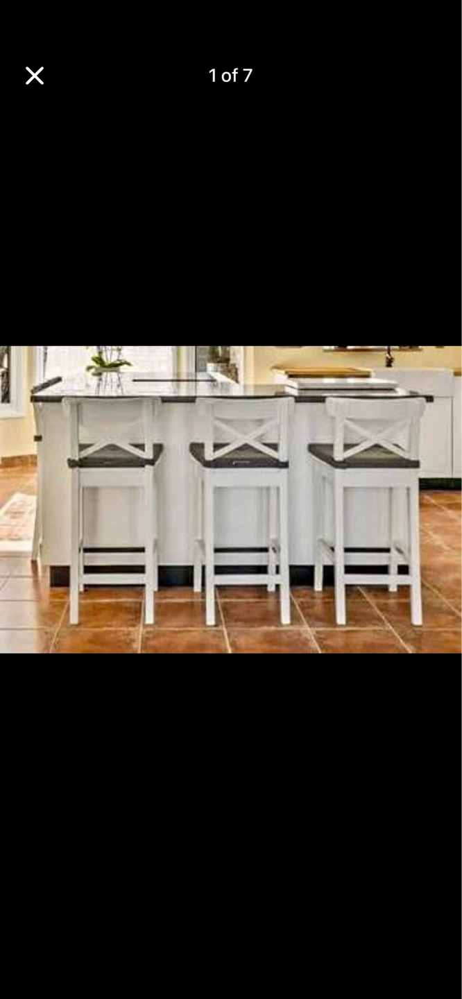 3 white IKEA Rosentorp Bar Stools