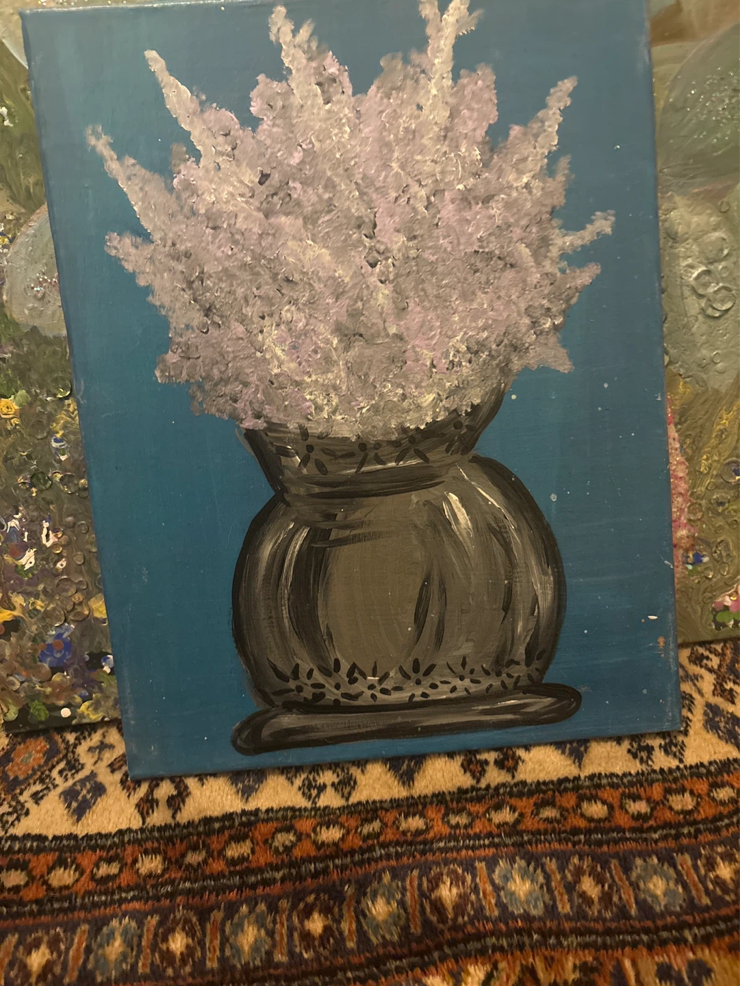 Painting of Flowers in a Vase - photo 2