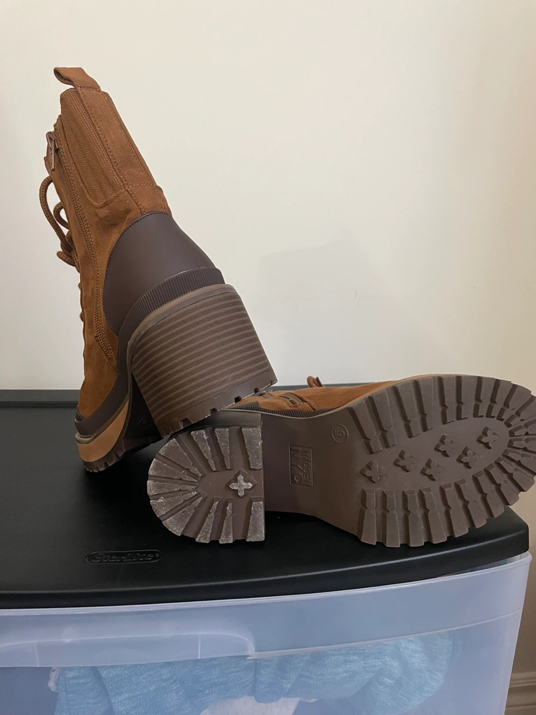 Brown Lace-Up Chunky Heel Combat Boots - photo 4