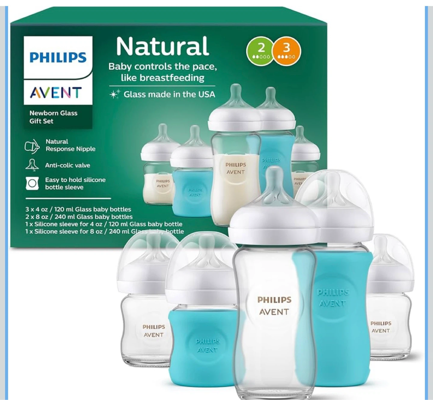 Philips Avent Natural Newborn Glass Baby Bottles Gift Set
