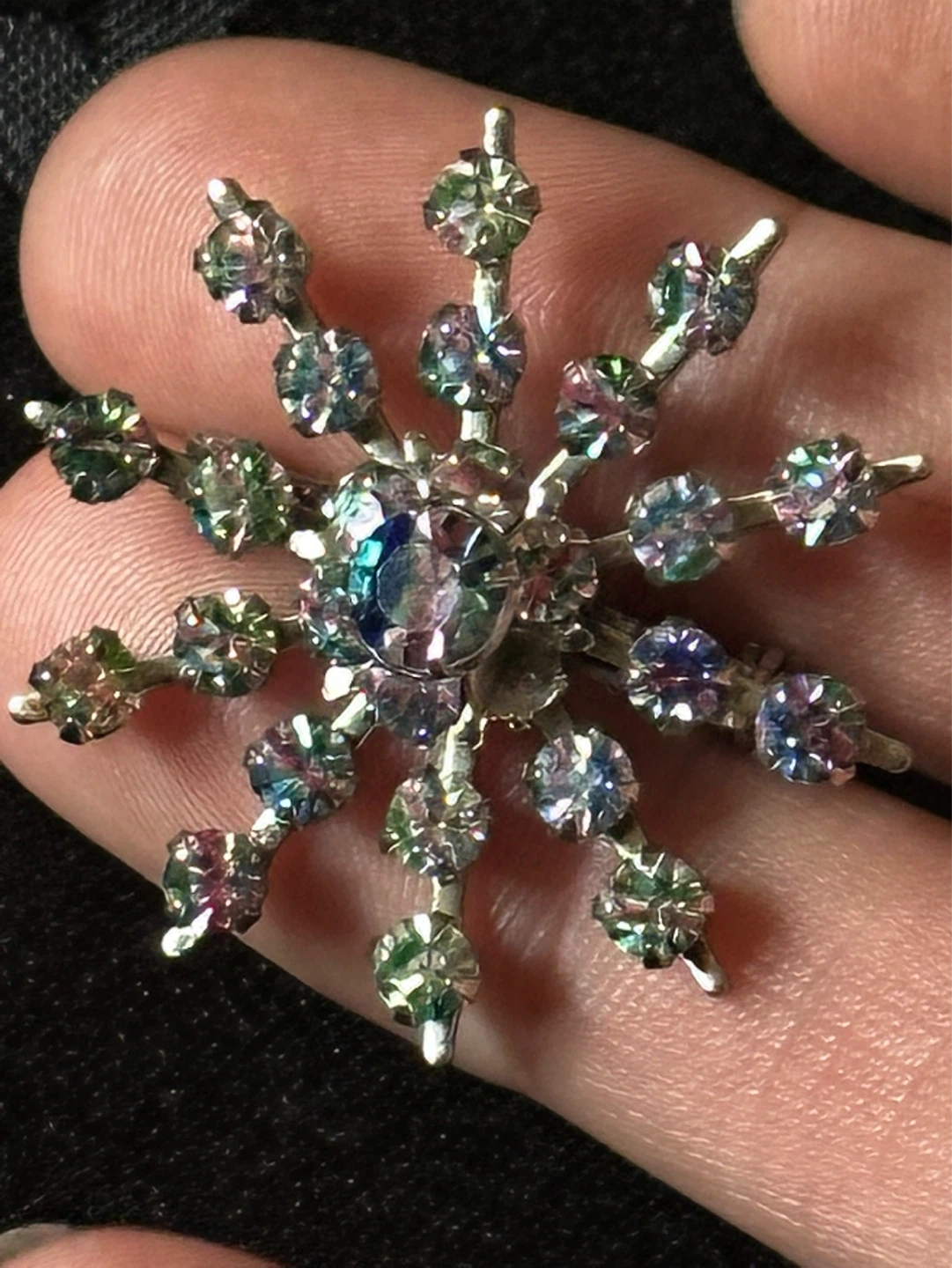 vintage iridescence snowflake brooch