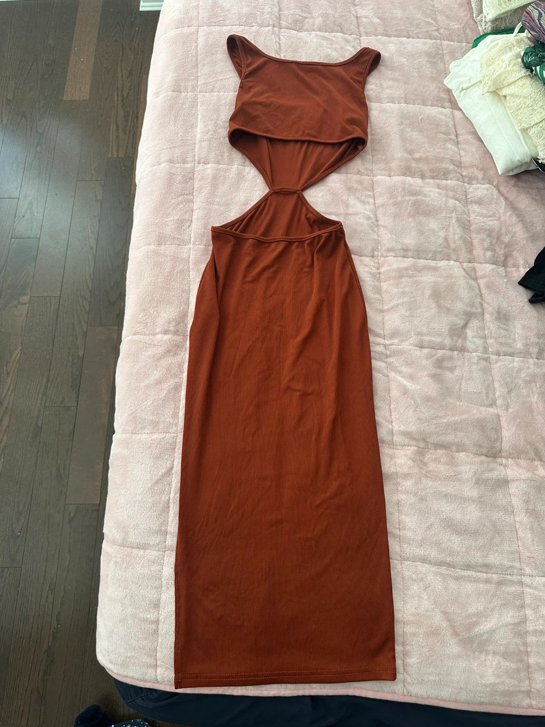 SHEIN Cutout Ribbed Maxi Dress - Rust - photo 2