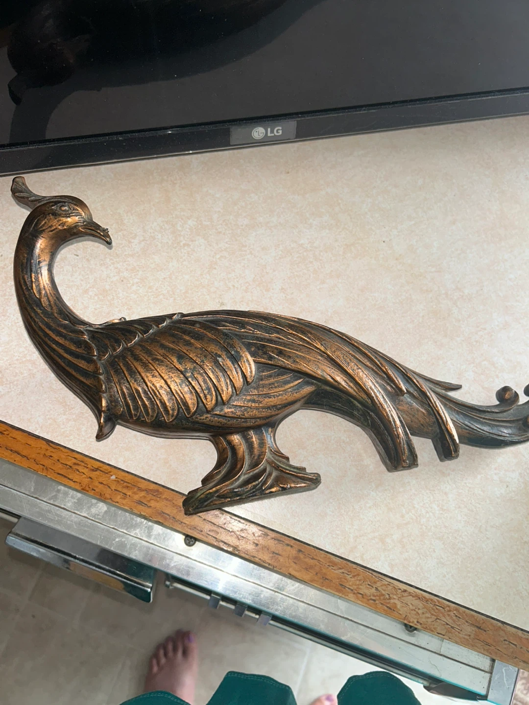 Pair of Bronze-Finish Peacock Figurines - photo 2