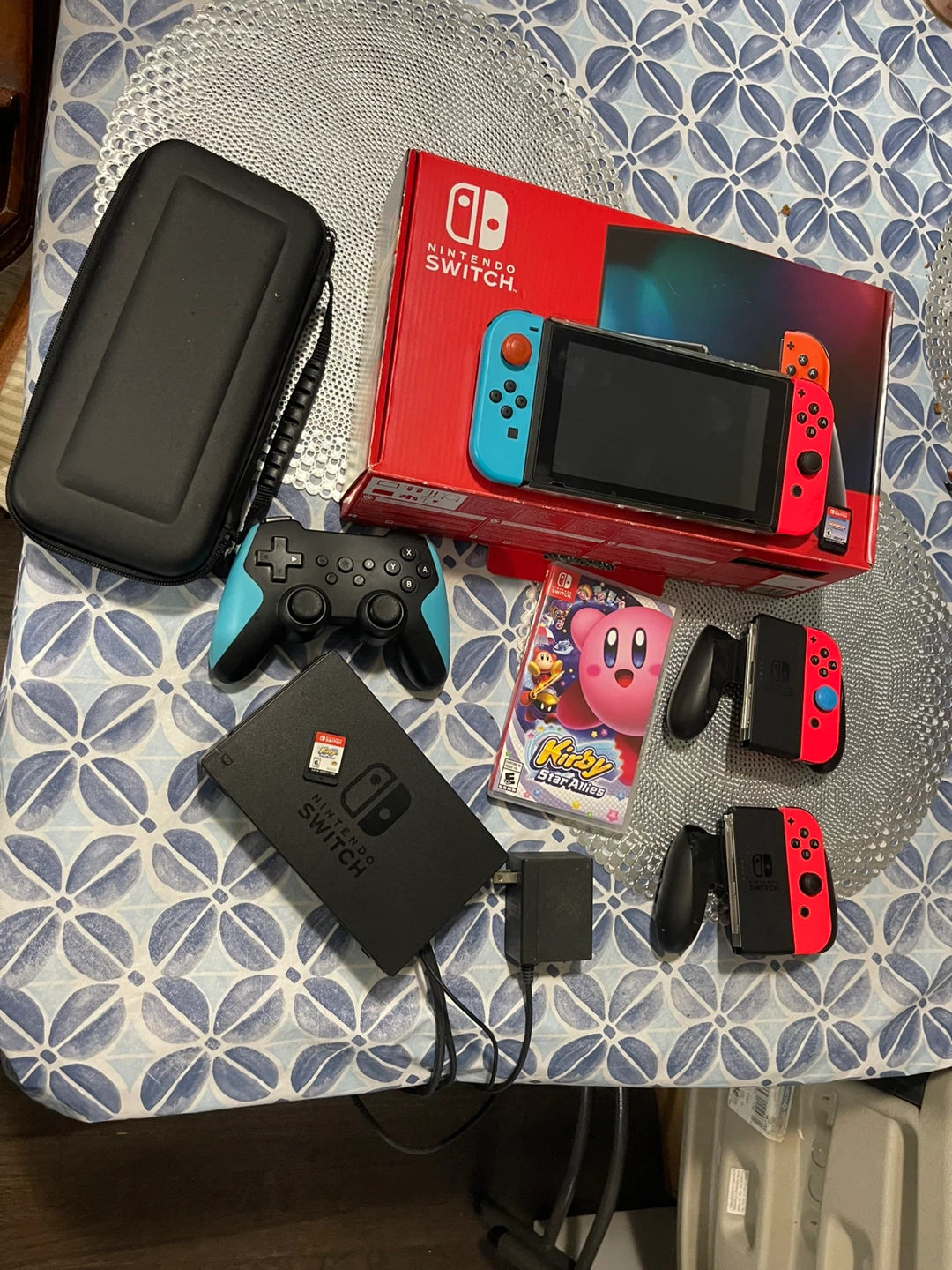Nintendo Switch Console with Kirby and Monopoly Games
