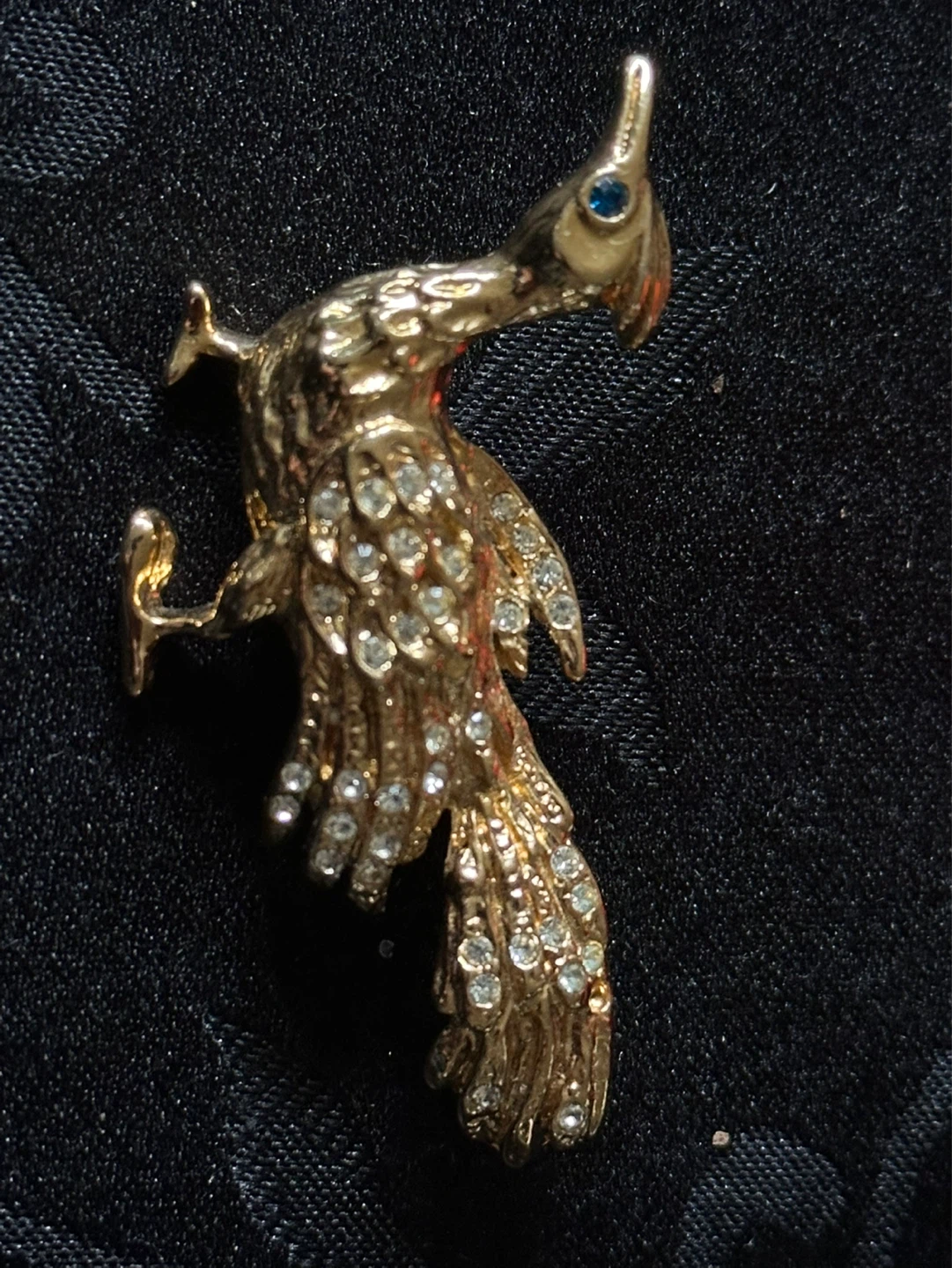 1950’s 60’s Gold Tone Road Runner Rhinestone Brooch