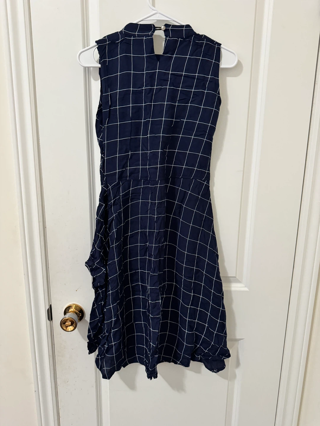 Navy Blue Plaid Sleeveless Dress - photo 2