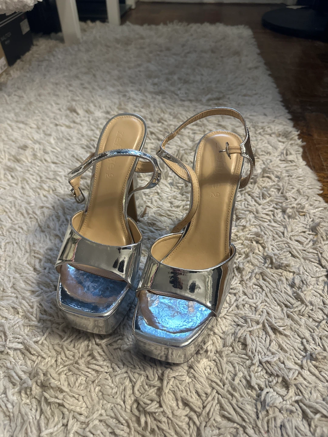 Silver Platform Heeled Sandals