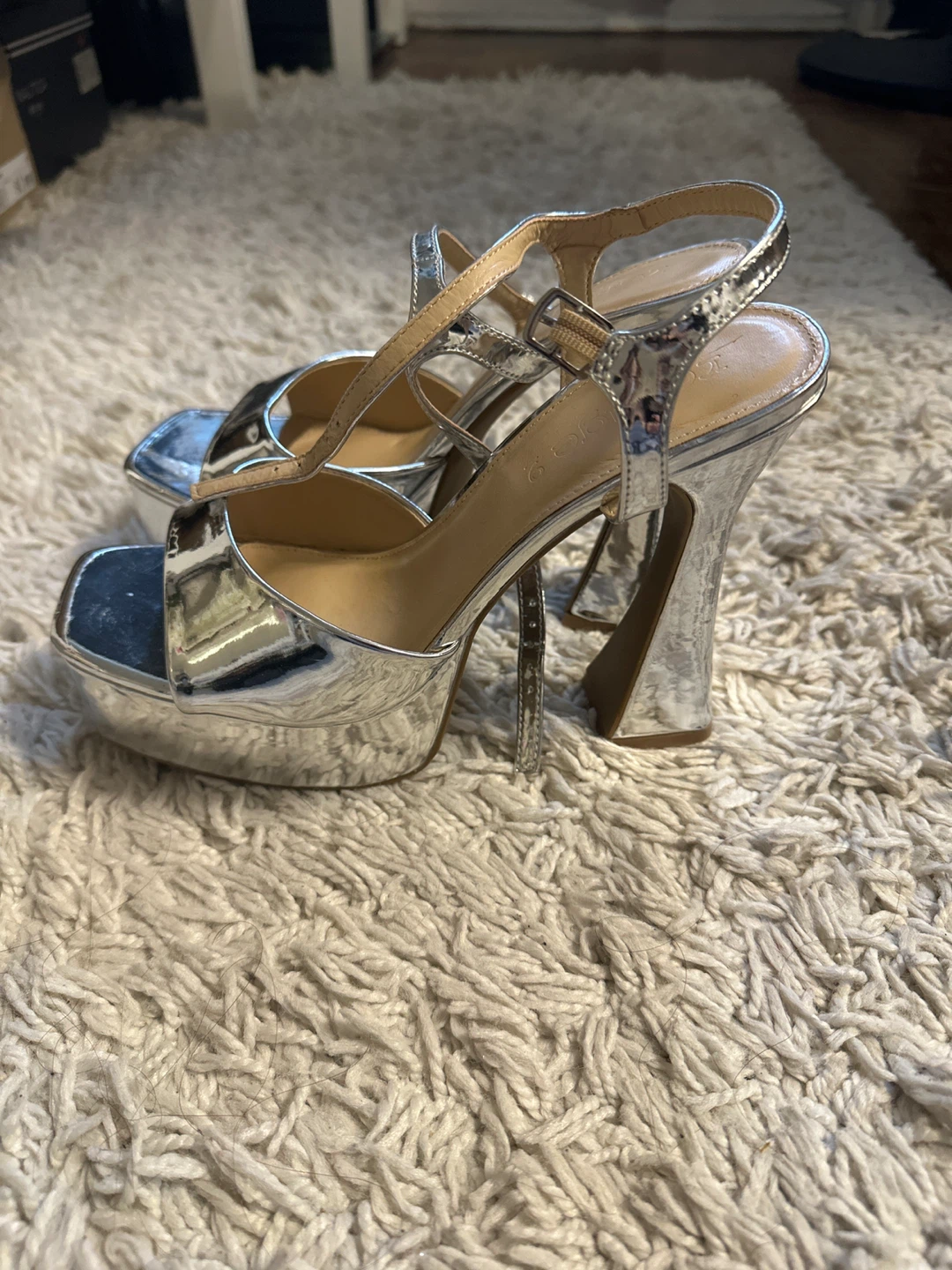 Silver Platform Heeled Sandals - photo 2