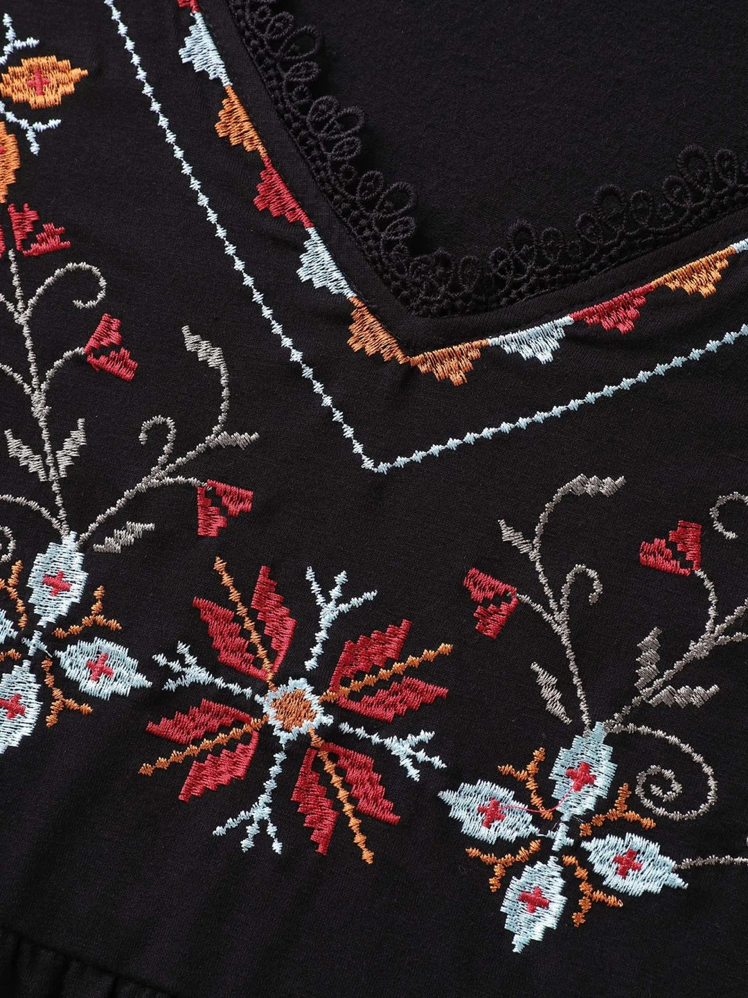 NWT Bloomchic Black Embroidered V-Neck Top US 26 - photo 4