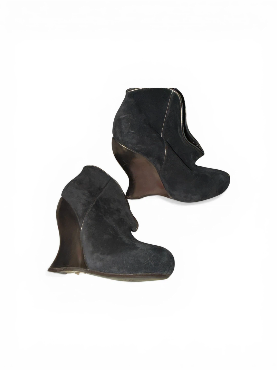 Bottega Veneta Black Suede Wedge Ankle Boots Size 37.5 - photo 5