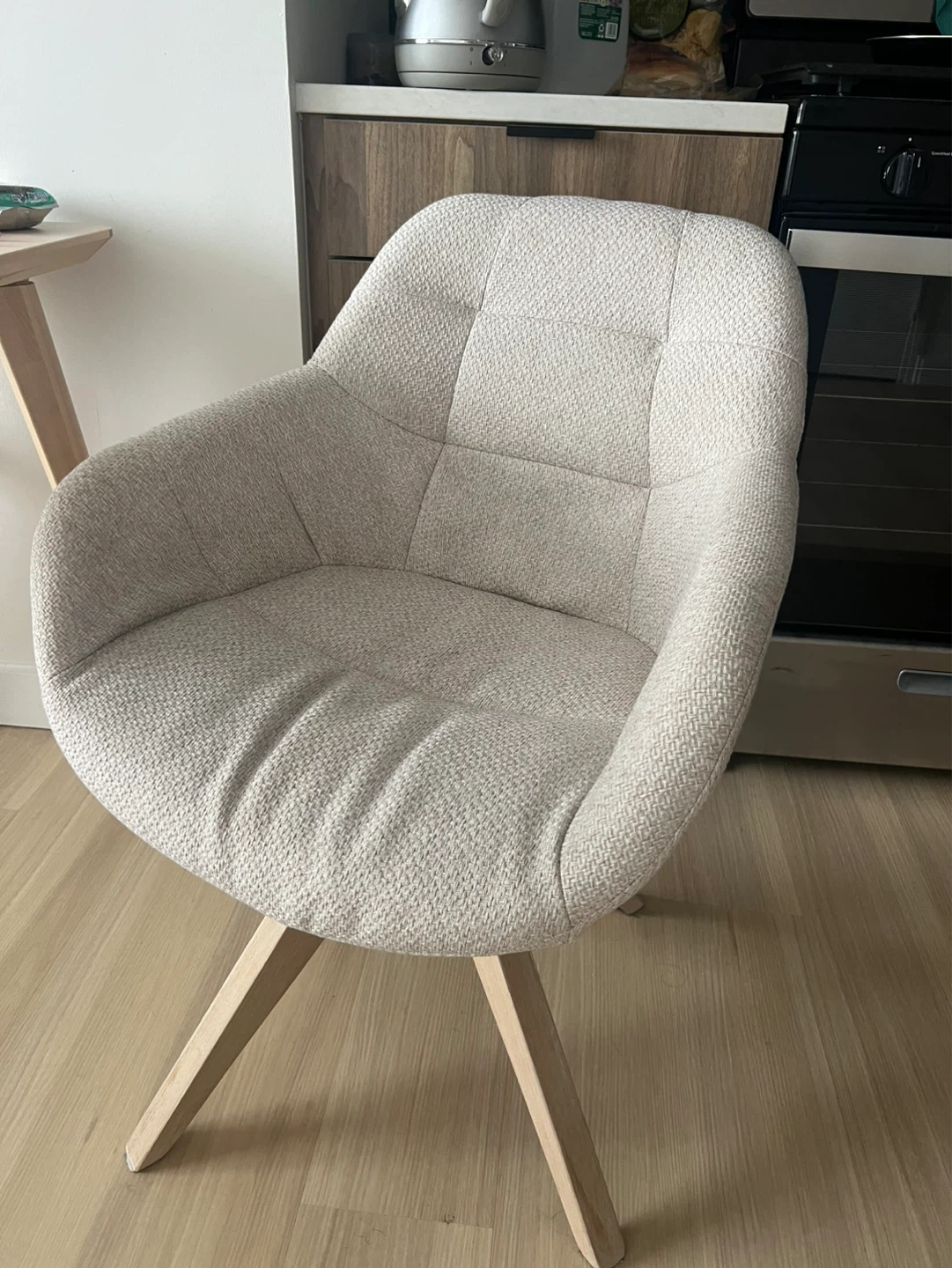 Beige Upholstered Swivel Armchair - photo 2