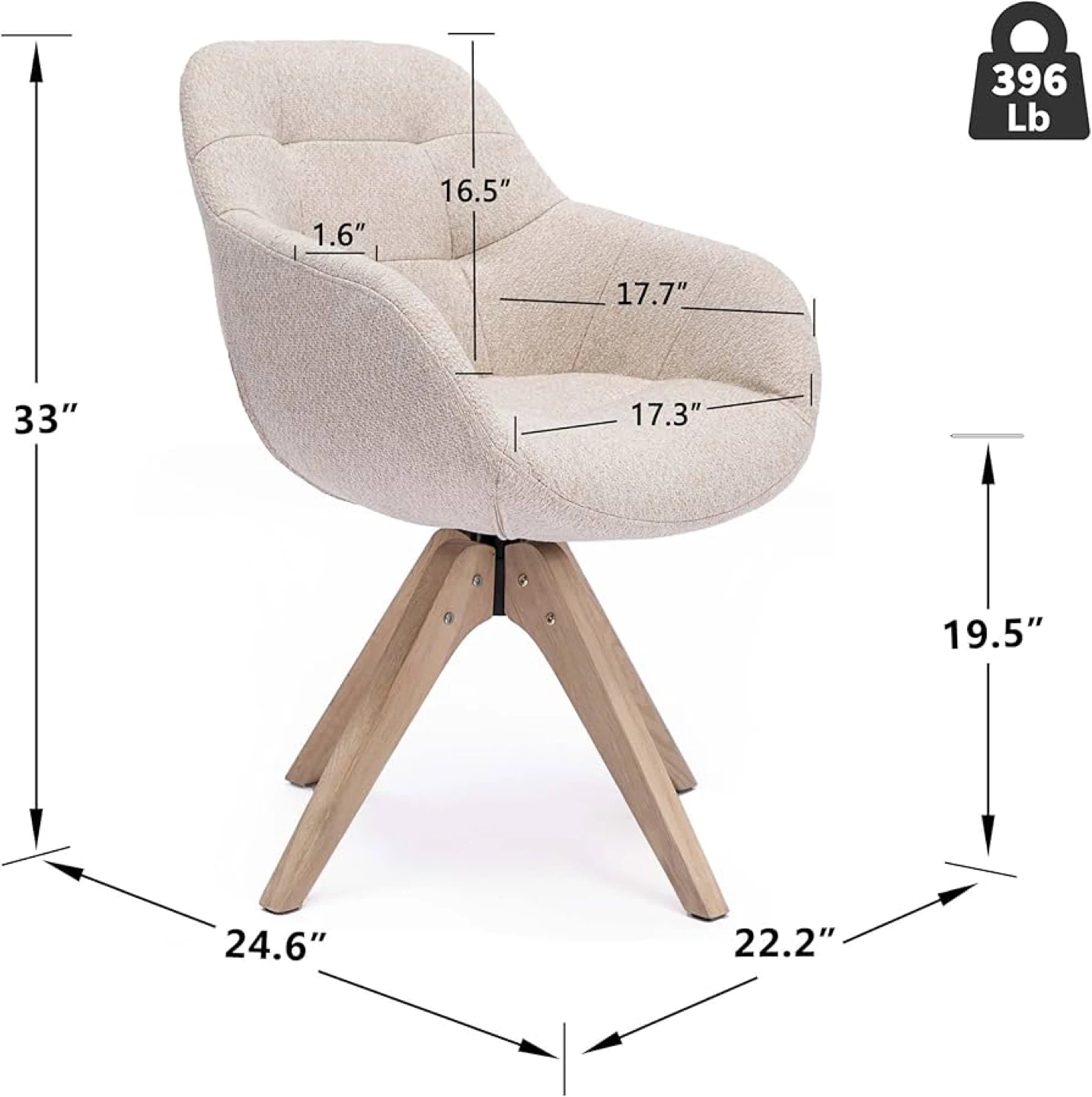 Beige Upholstered Swivel Armchair - photo 3