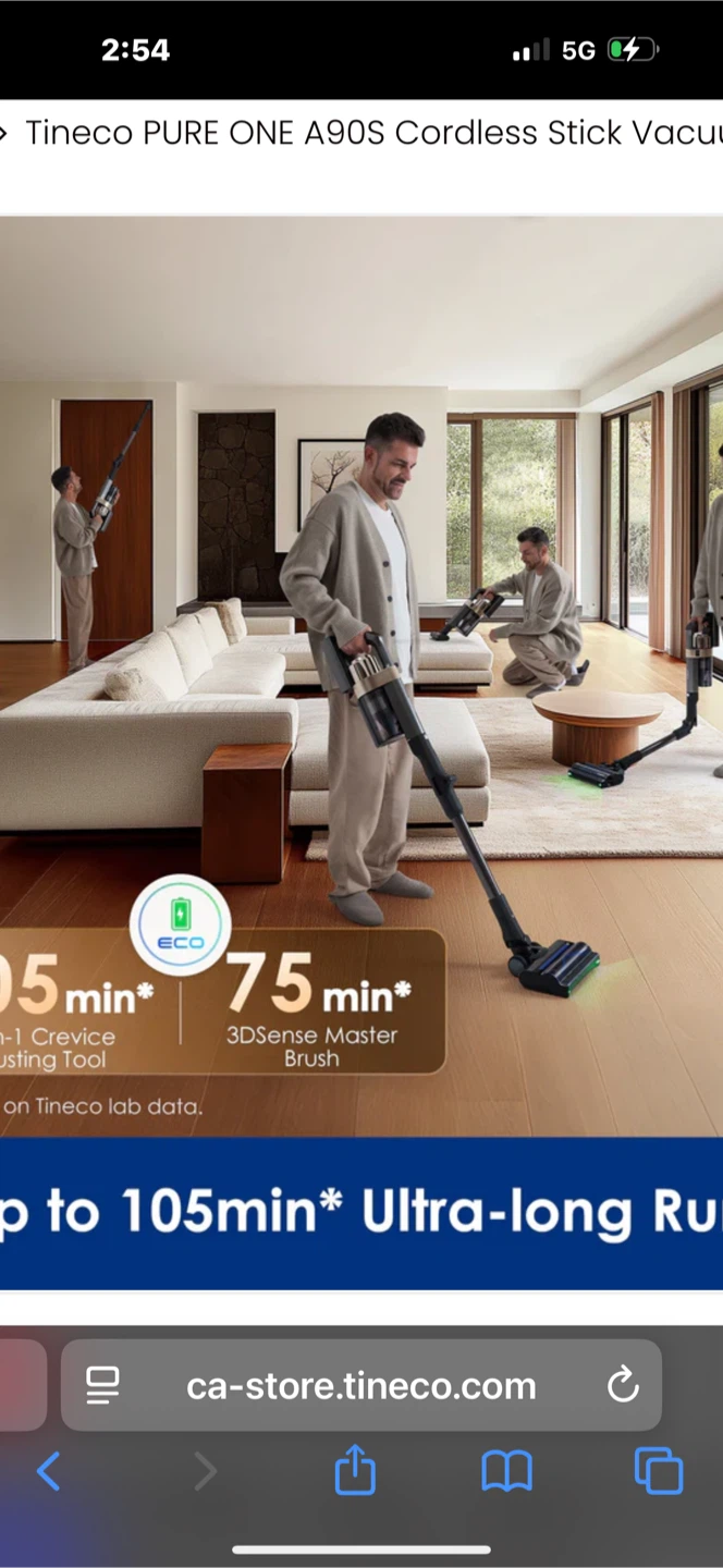 (New box)Tineco PURE ONE A90S Cordless Stick Vacuum Cleaner - photo 2