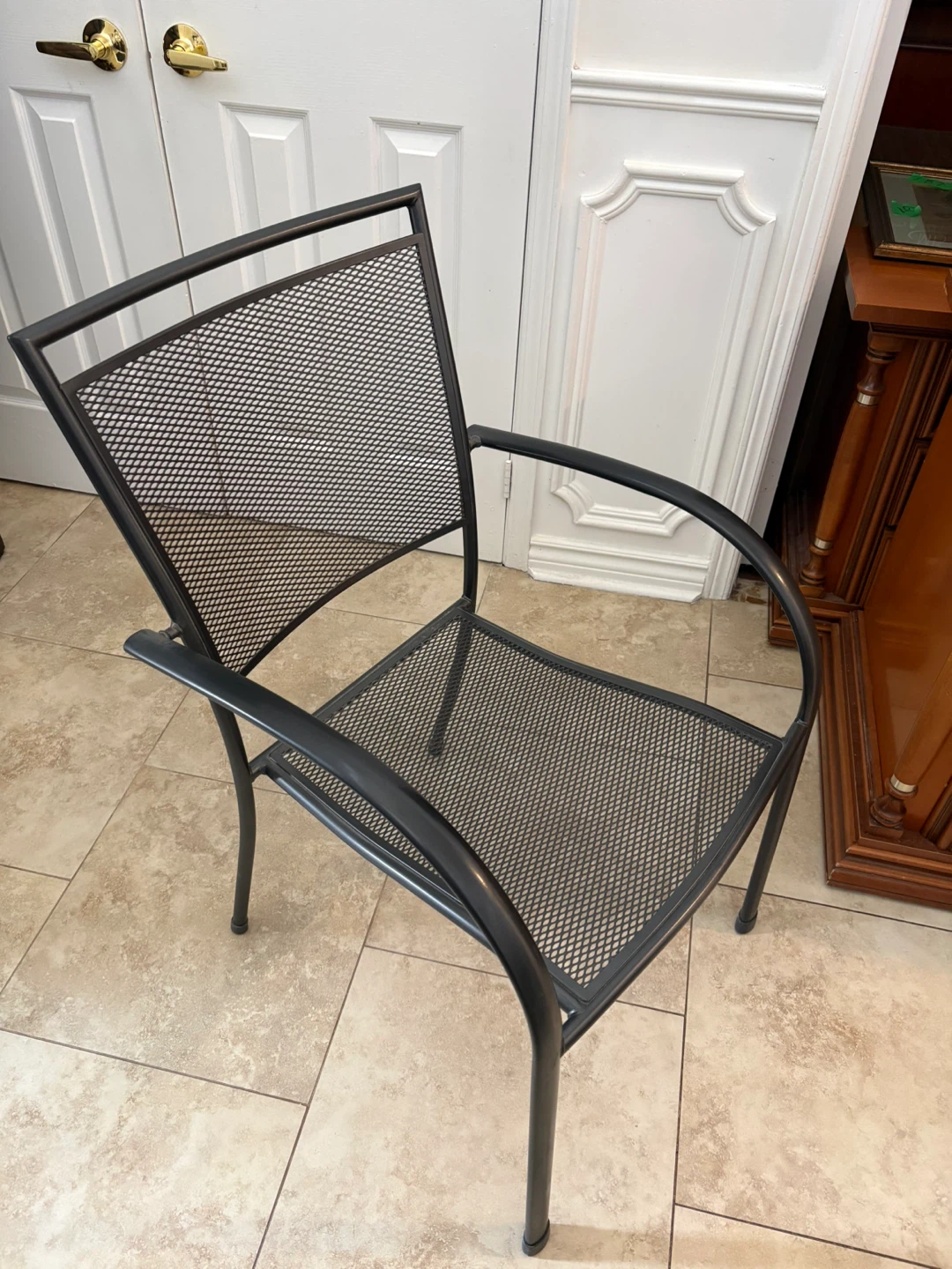 Black Metal Patio Chair with Pink Cushion - photo 2