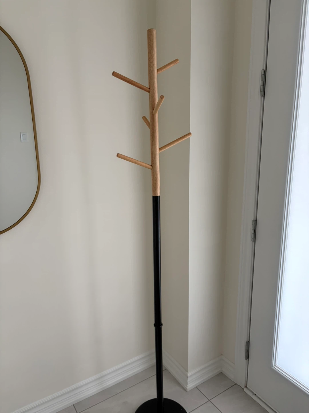 Coat Rack - Wood and Black Metal
