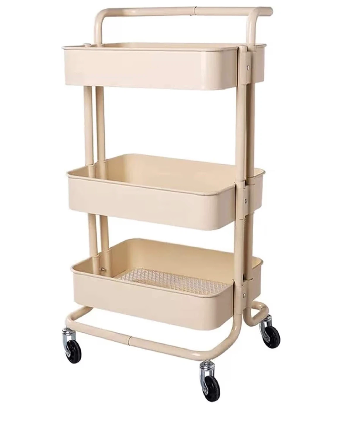3-Tier Rolling Utility Cart - Cream