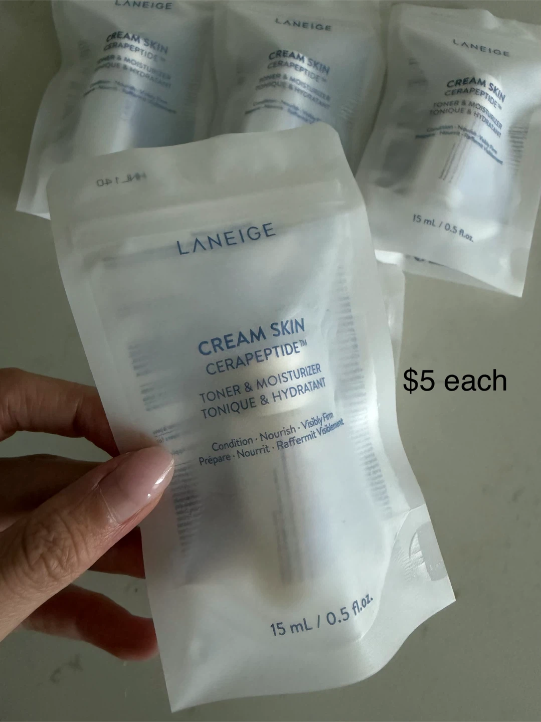 LANEIGE Cream Skin Toner & Moisturizer Travel Size (5 Pack)