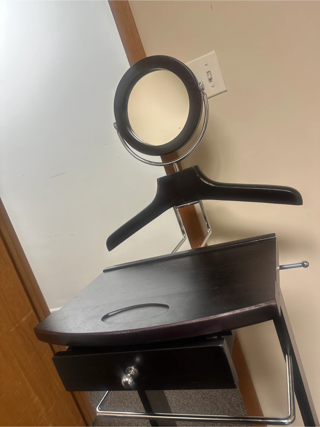 Wooden Valet Stand with Mirror - photo 3