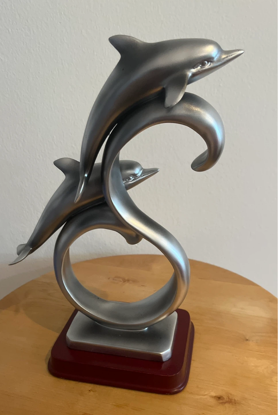 Two Dolphin Sculpture on Wooden Base - photo 2