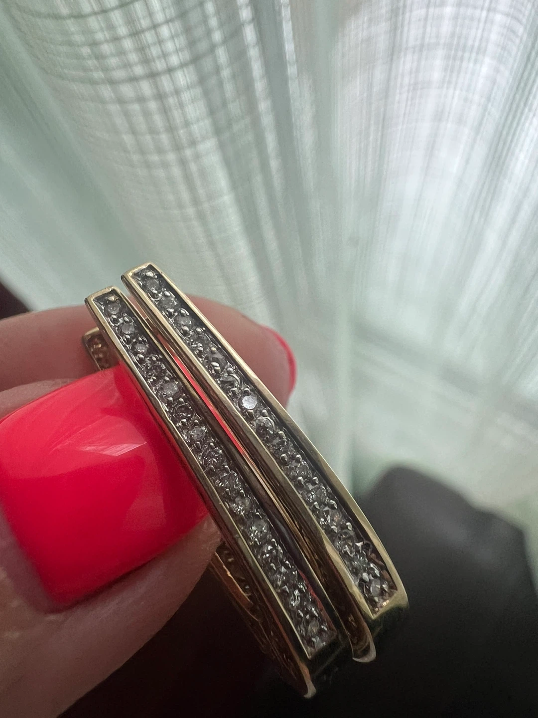 10 k Gold Tone Oval Hoop Earrings with Scrollwork Detail - photo 4