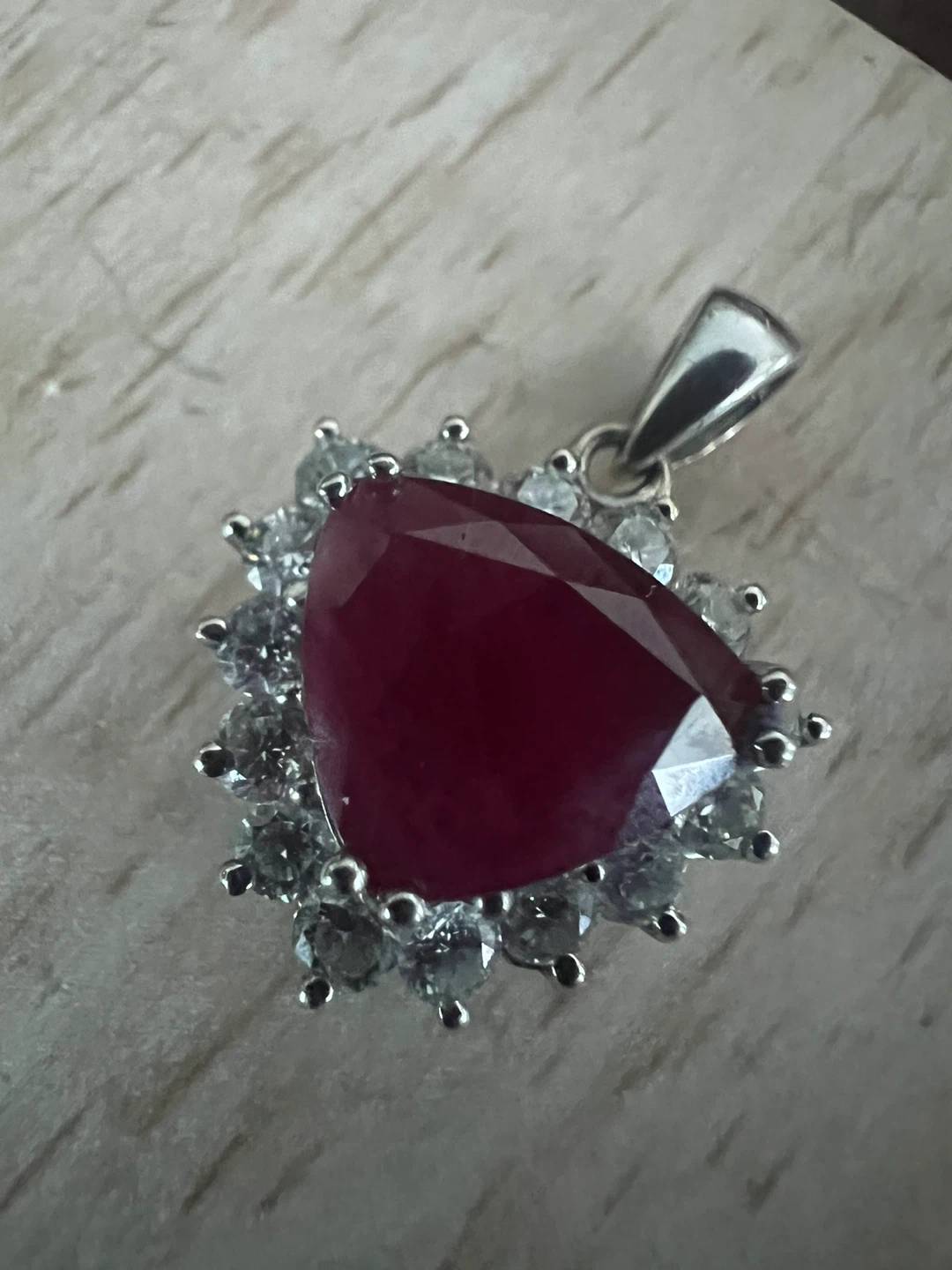 18 k Heart-shaped Ruby and Diamond Pendant