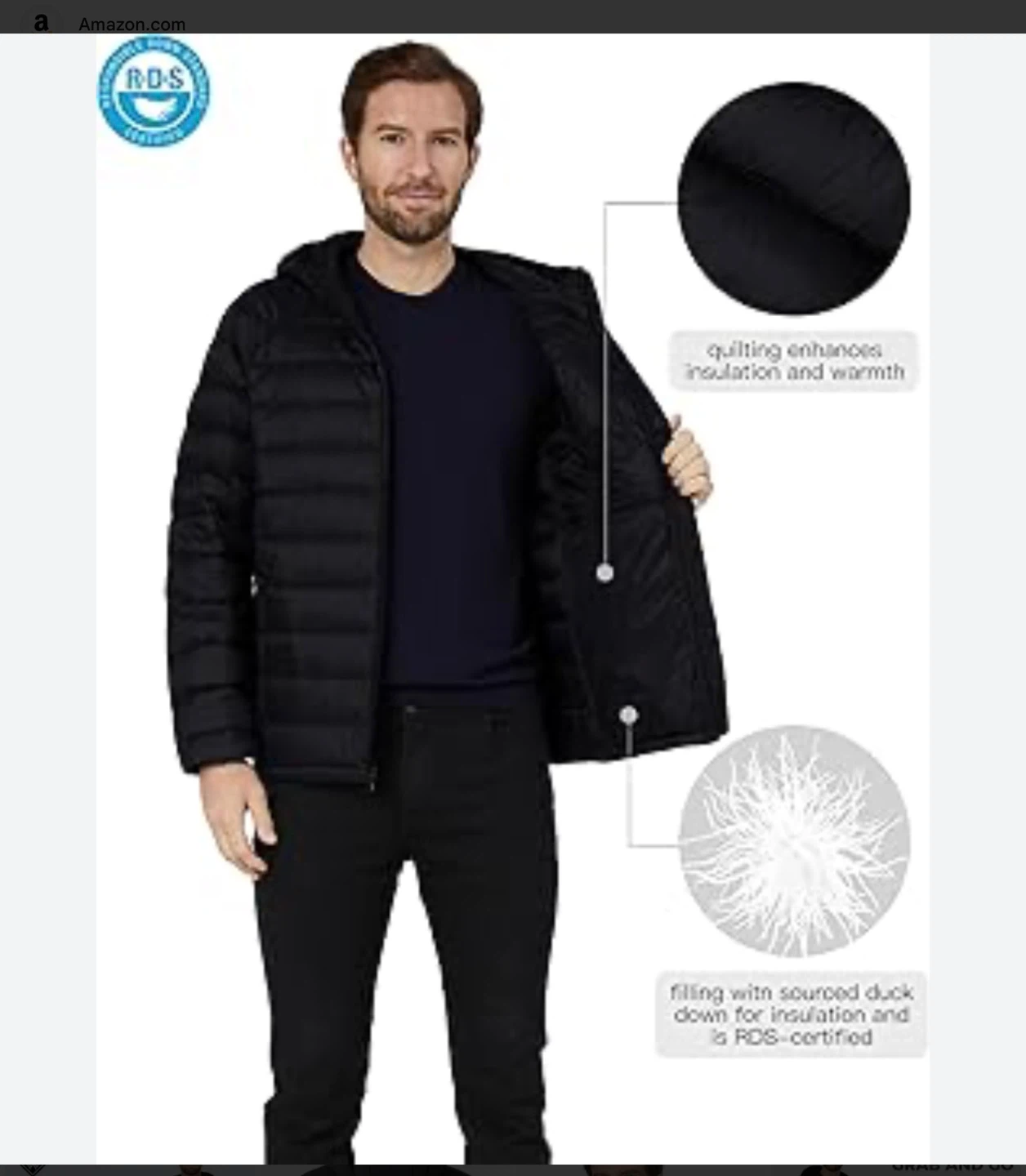 NWT Men's Big & Tall Lightweight packable Puffer Jacket XX-Large - photo 2
