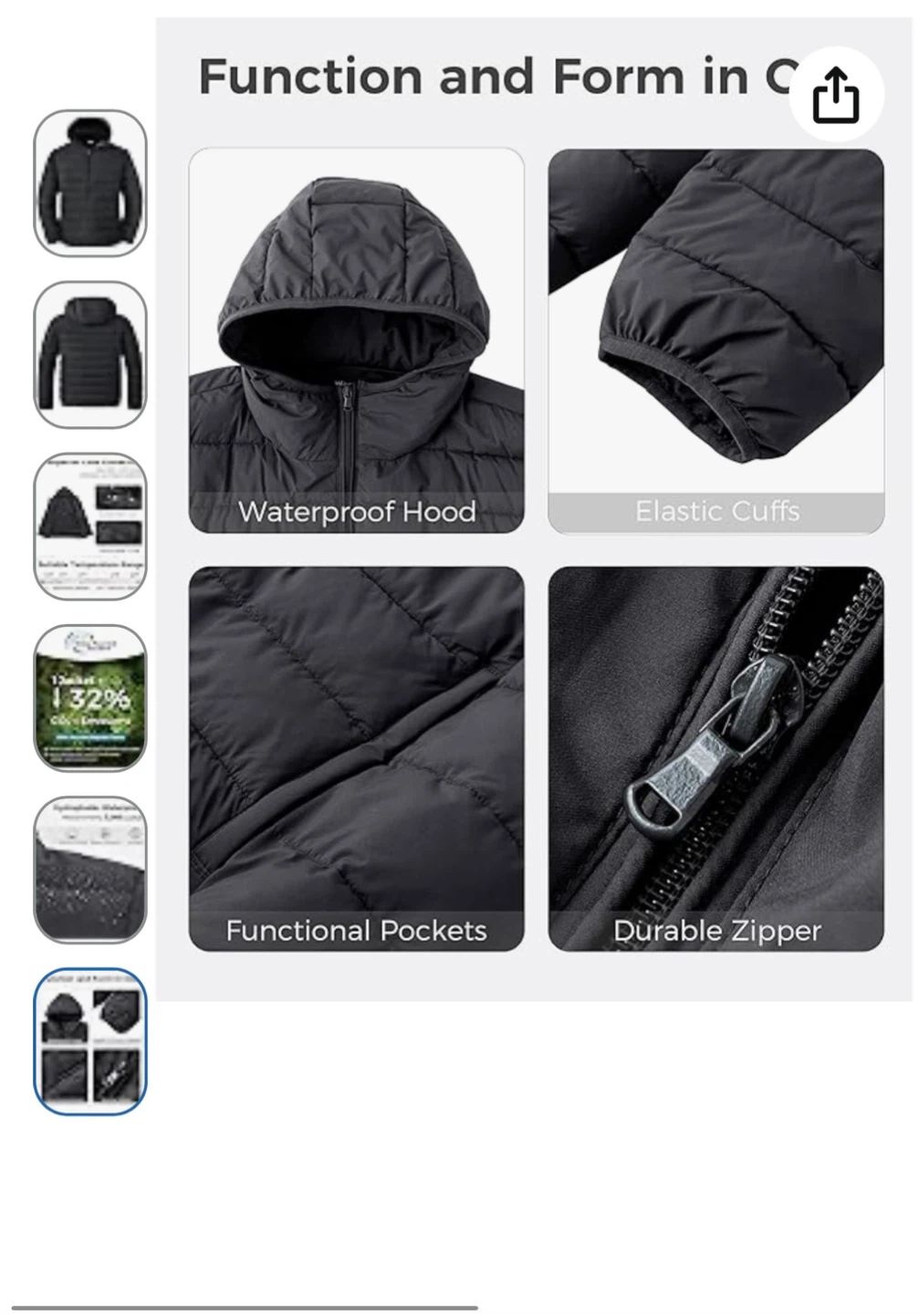 NWT Men's Big & Tall Lightweight packable Puffer Jacket XX-Large - photo 3