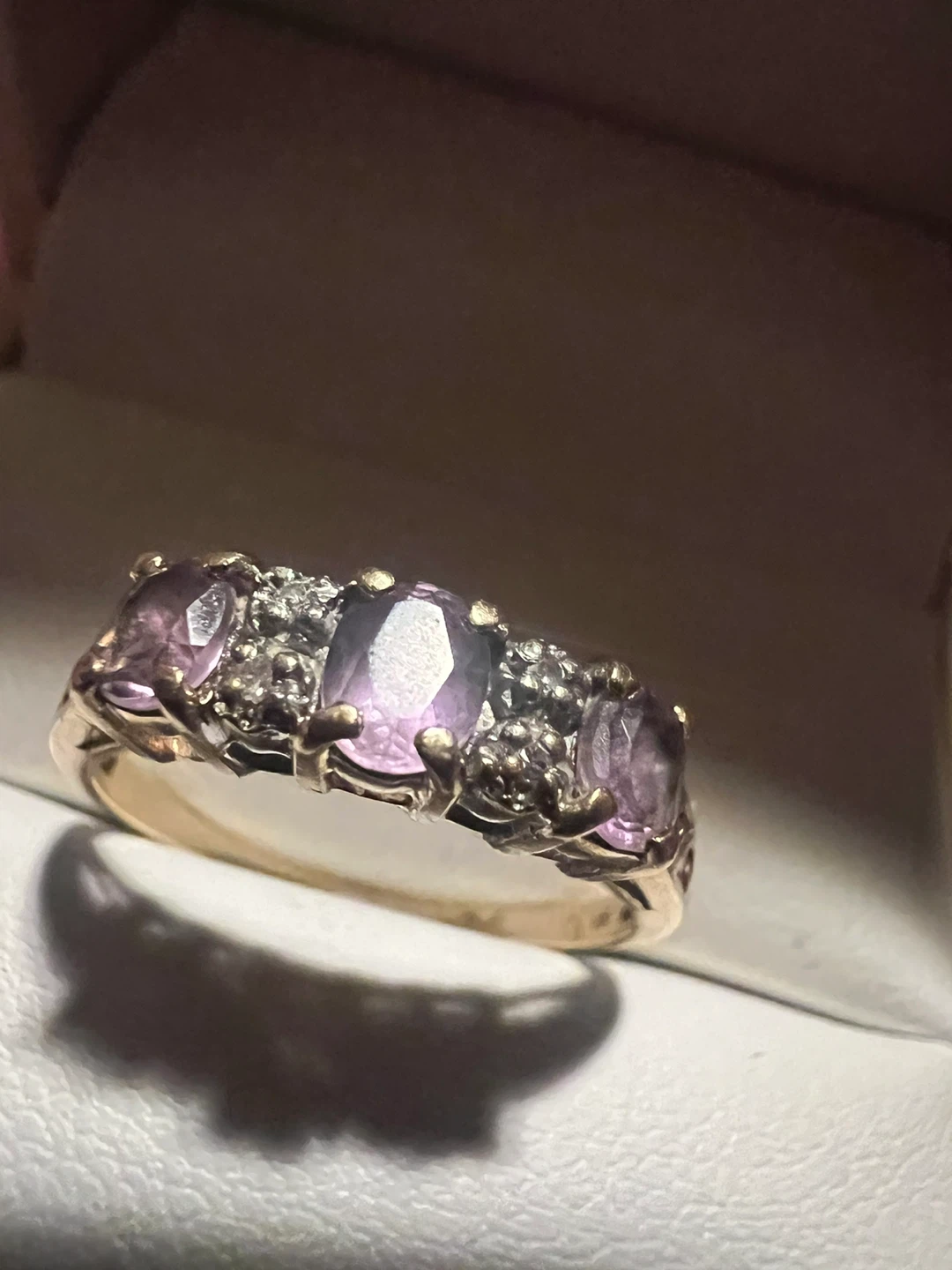 10K Gold Amethyst and Diamond Ring