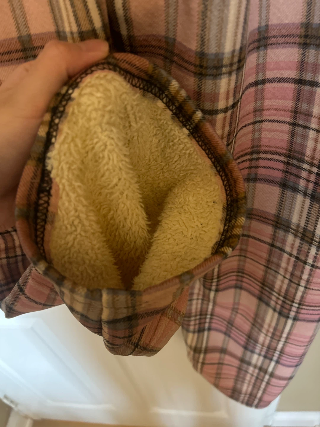 Winter Pink Plaid Sherpa Lined Pants - photo 3