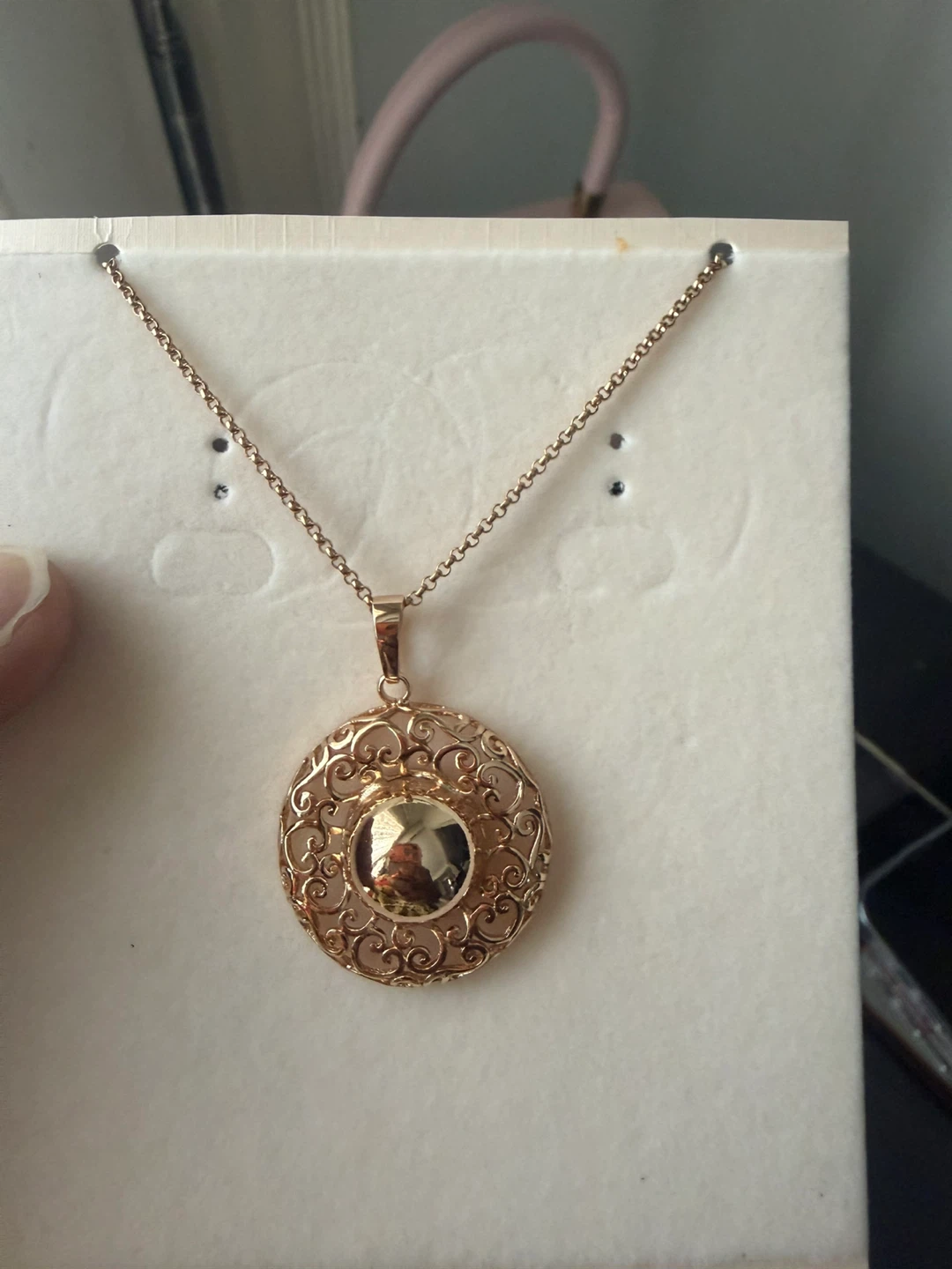 Gold-tone Filigree Pendant Necklace