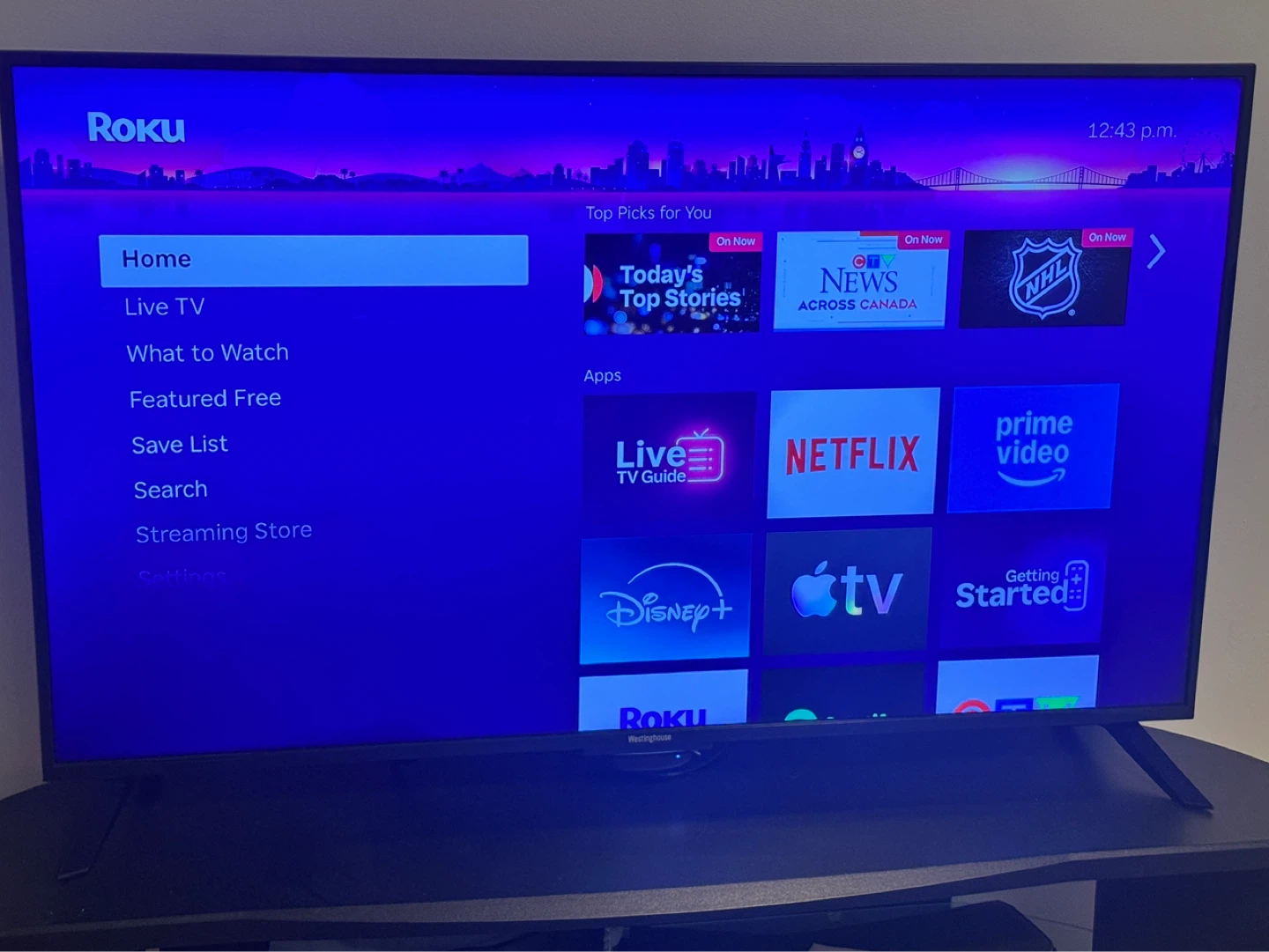 Roku TV 50 inch with TV stand in mint condition