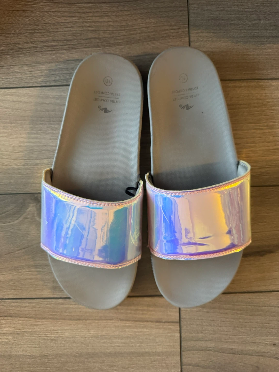 Athletic Works Iridescent Slide Sandals Size 10