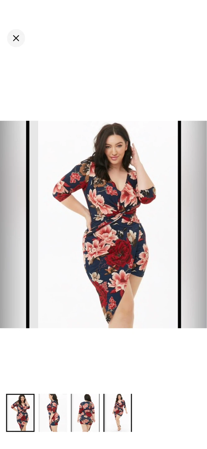 Plus Size Twist-Front Floral Skirt Print Mini Dress