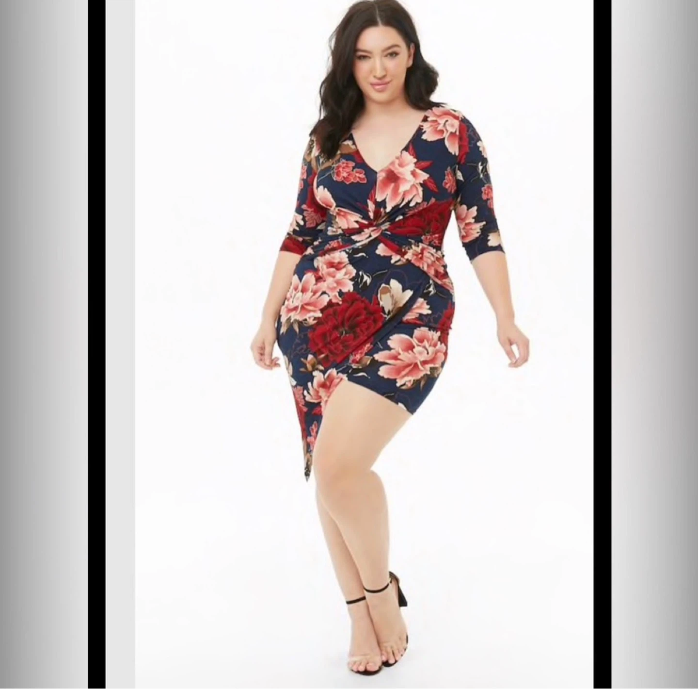 Plus Size Twist-Front Floral Skirt Print Mini Dress - photo 4