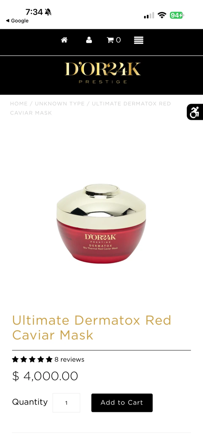 Luxury D'OR24K Ultimate Dermatox Red Caviar Mask