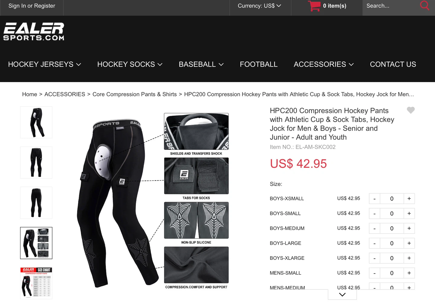 EALERSPORTS New Large Compression Hockey Pants - photo 3
