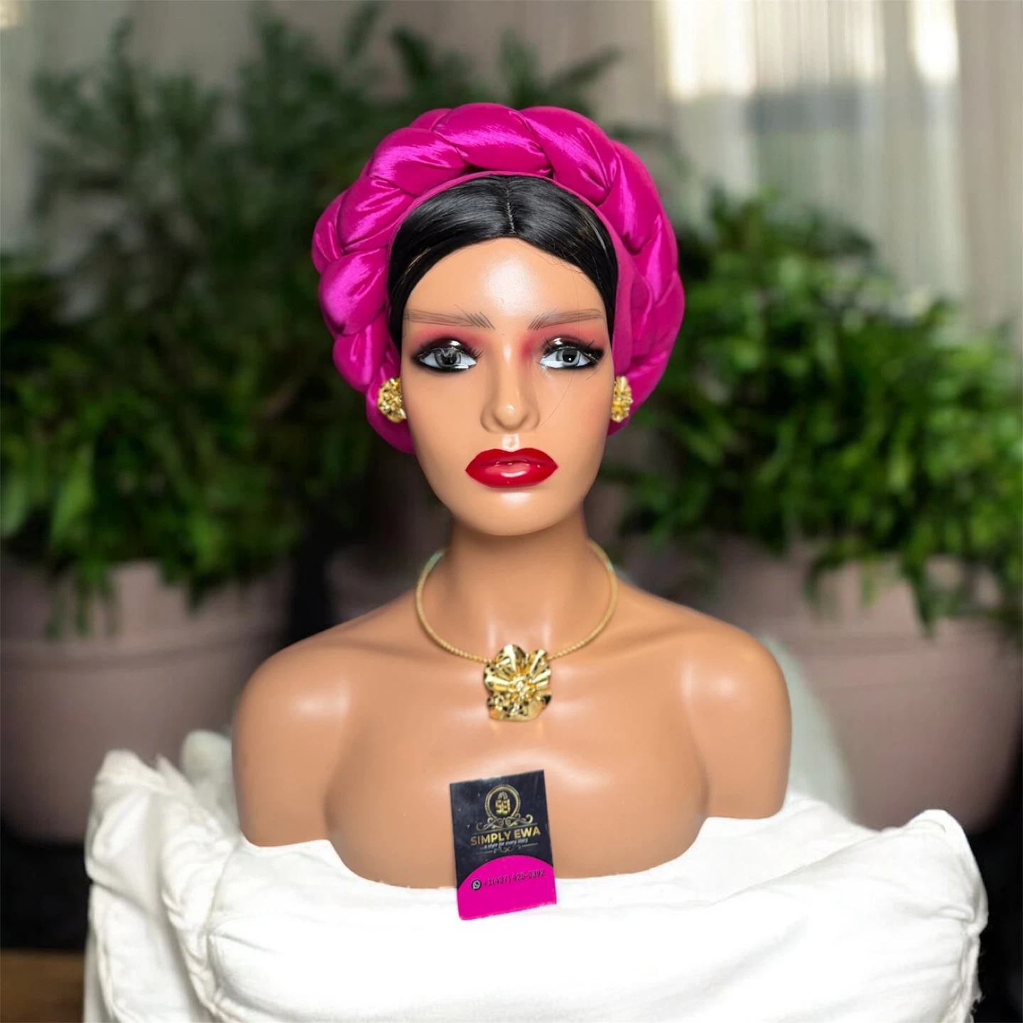 Simply Ewa Pink Braided Headwrap